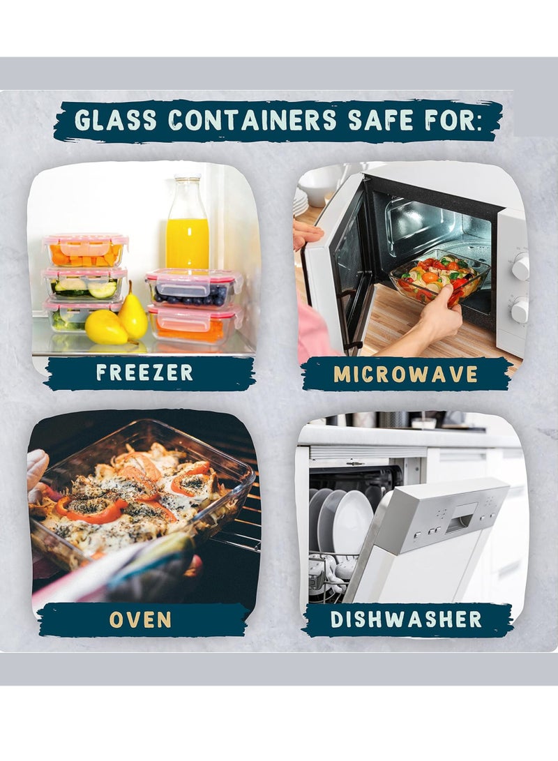 Yuwell 1 Piece Glass Meal Prep Containers Glass Food Storage Containers With Lids, Glass Lunch Box, Portion Control, Airtight Container Glass Bento Box Lunch 840 ML Food Container Inside Two Portion Box With SteamVent  Control Air Circulation - Image 3