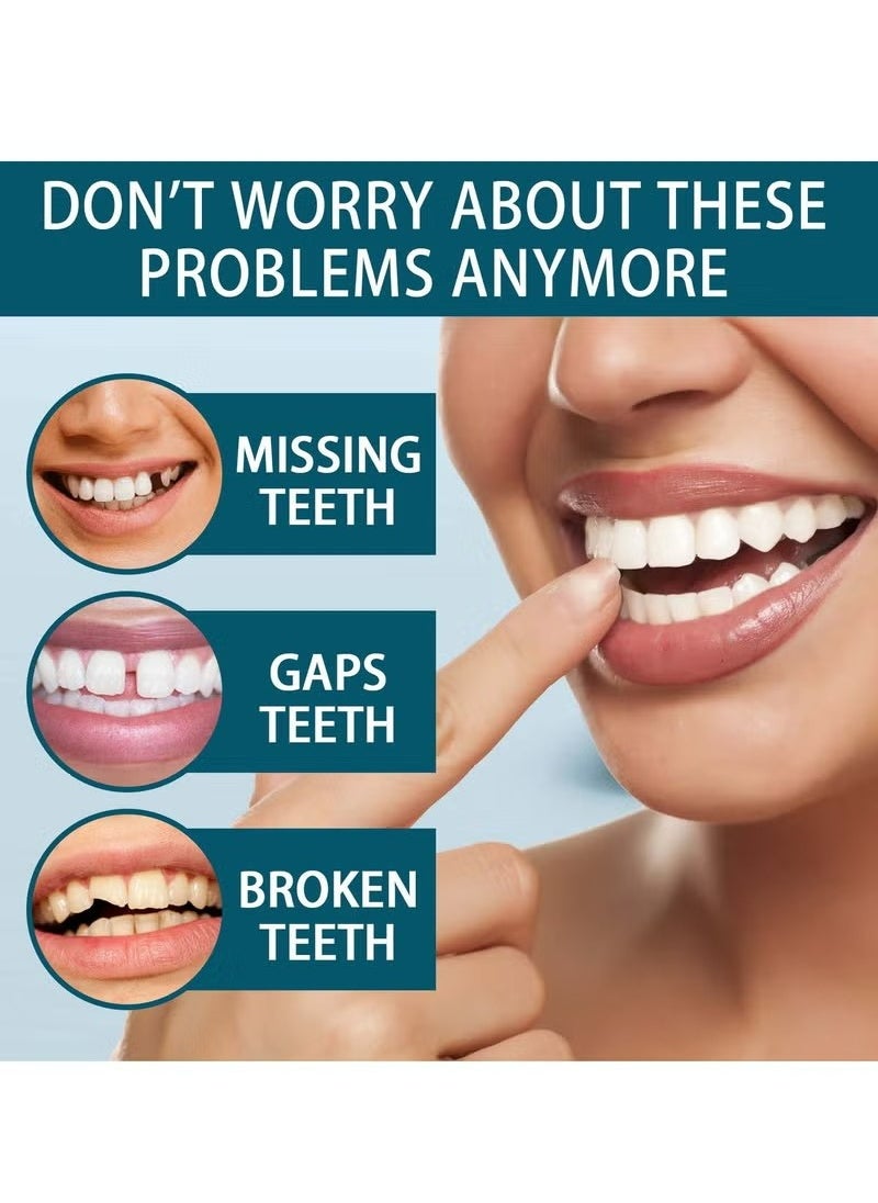 EELHOE - 1 Pairs Temporary Teeth Perfect Cover, Cosmetic Veneers Teeth Temporary Dentures, Adjustable Snap On, Moldable False Teeth for Beautiful Smile, Nature and Comfortable, Fit Whitening Flex Denture Cover，Teeth Veneers Whitening Dentures - Image 1