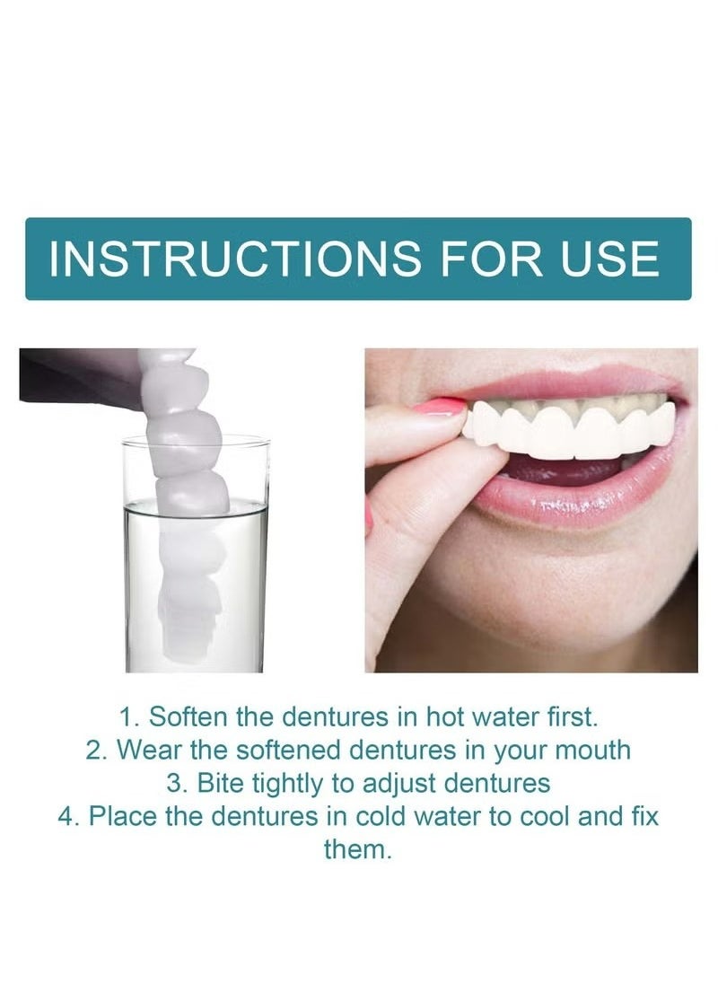EELHOE - 1 Pairs Temporary Teeth Perfect Cover, Cosmetic Veneers Teeth Temporary Dentures, Adjustable Snap On, Moldable False Teeth for Beautiful Smile, Nature and Comfortable, Fit Whitening Flex Denture Cover，Teeth Veneers Whitening Dentures - Image 1