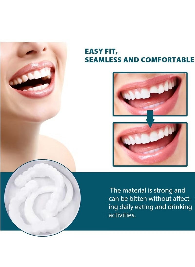 EELHOE - 1 Pairs Temporary Teeth Perfect Cover, Cosmetic Veneers Teeth Temporary Dentures, Adjustable Snap On, Moldable False Teeth for Beautiful Smile, Nature and Comfortable, Fit Whitening Flex Denture Cover，Teeth Veneers Whitening Dentures - Image 1