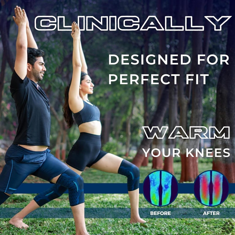 DR. FITZY Silicone 1 Pair Anti-Slip&Breathable Knee Support For Men Gym Squats,Ortho Knee Caps For Women Gym,Sports Knee Cap For Men (2Pcs High Compression Knee Sleeves For Squats&Running) - Image 4