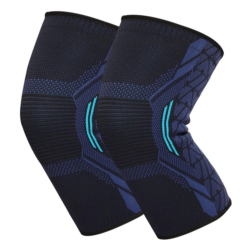 DR. FITZY Silicone 1 Pair Anti-Slip&Breathable Knee Support For Men Gym Squats,Ortho Knee Caps For Women Gym,Sports Knee Cap For Men (2Pcs High Compression Knee Sleeves For Squats&Running) - Image 1