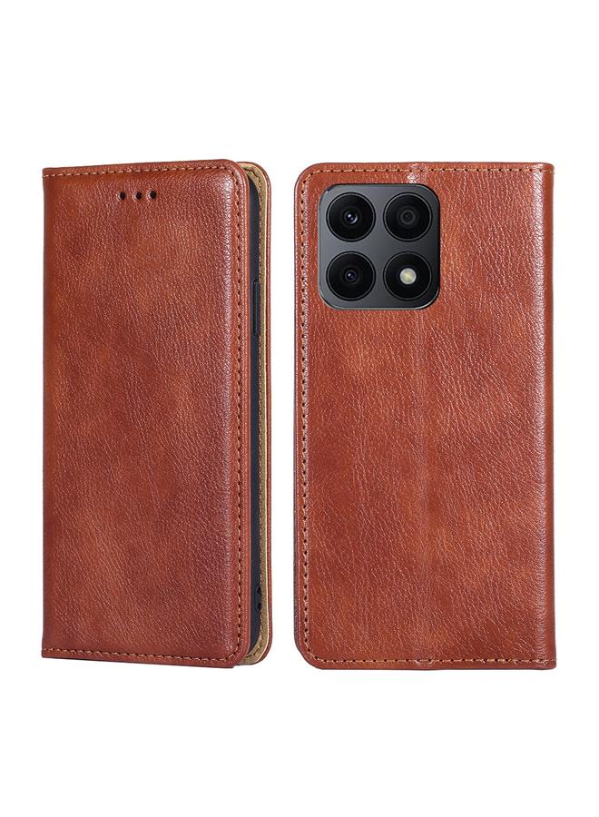 اس-توب جراب هاتف Honor X8A من الجلد المغناطيسي بلون زيتي لامع - Image 1