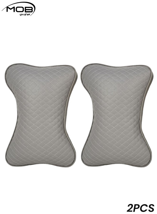 MOB 2PCS Car Neck Rest Pillows – Memory Foam Head Support Cushion, Soft PU Leather, Breathable, Ergonomic Design for Car, Office, Travel & Long Drive Comfort - Image 1
