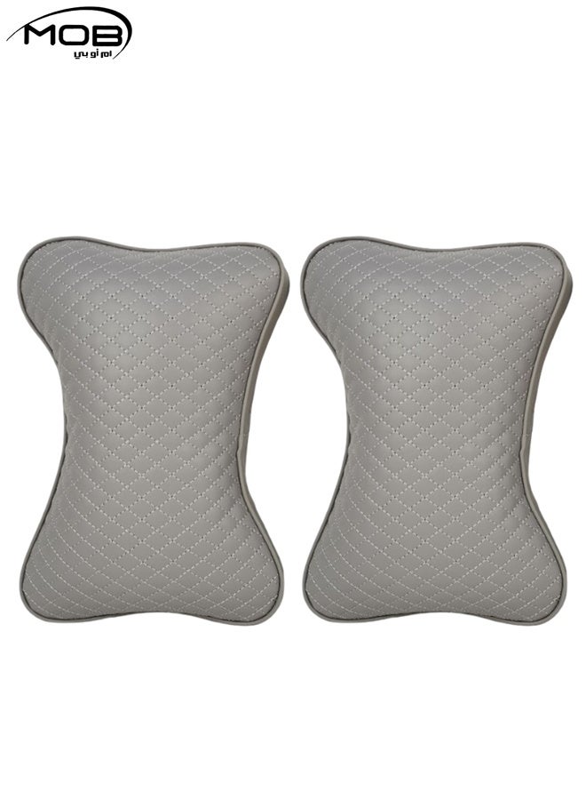 MOB 2PCS Car Neck Rest Pillows – Memory Foam Head Support Cushion, Soft PU Leather, Breathable, Ergonomic Design for Car, Office, Travel & Long Drive Comfort - Image 2