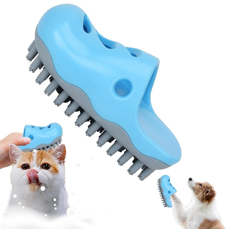 Qpets® Pet Bathing Brush, Silicone Dog & Cat Brush, 2 In 1 Innovative Slipper Design Pet Bite Toy With Rotatable Handle & Massage Nubs for Grooming & Relaxation - Image 1