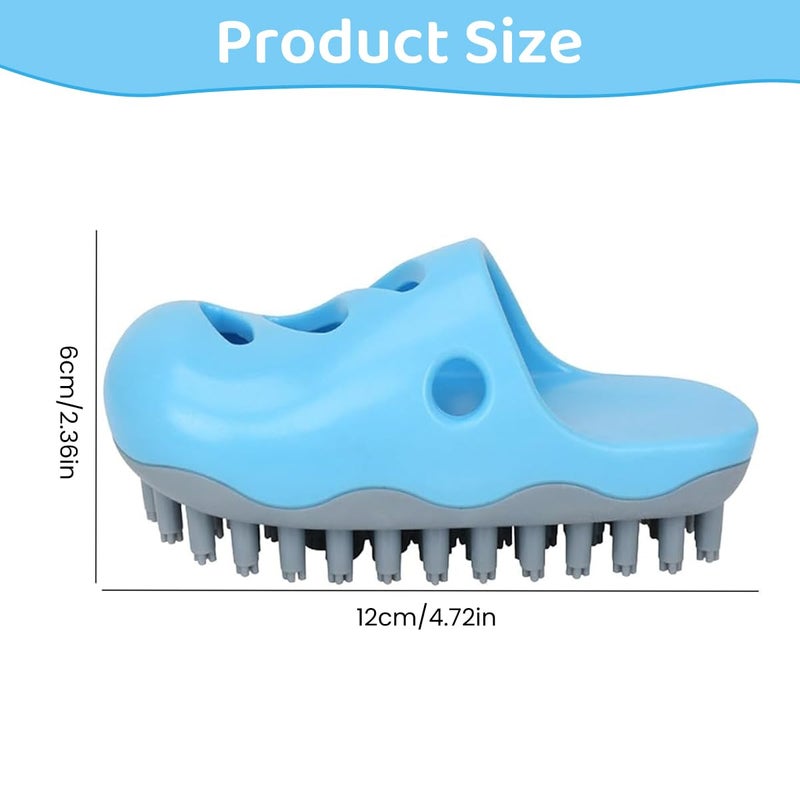 Qpets® Pet Bathing Brush, Silicone Dog & Cat Brush, 2 In 1 Innovative Slipper Design Pet Bite Toy With Rotatable Handle & Massage Nubs for Grooming & Relaxation - Image 2