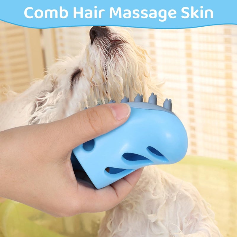 Qpets® Pet Bathing Brush, Silicone Dog & Cat Brush, 2 In 1 Innovative Slipper Design Pet Bite Toy With Rotatable Handle & Massage Nubs for Grooming & Relaxation - Image 3