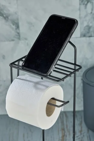 VIP Gross Square Black Replacement Multi-Purpose WC Paper Holder with Stand - Black Square