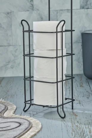 VIP Gross Square Black Replacement Multi-Purpose WC Paper Holder with Stand - Black Square