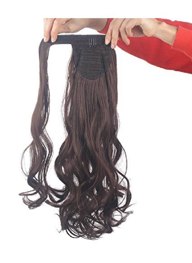 Lelinta 18" Wavy Curly Wrap Around Ponytail Extension For Woman Synthetic Hair Extension 18 Inchcurly Medium Browncurly - Image 3