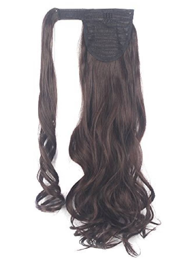 Lelinta 18" Wavy Curly Wrap Around Ponytail Extension For Woman Synthetic Hair Extension 18 Inchcurly Medium Browncurly - Image 4