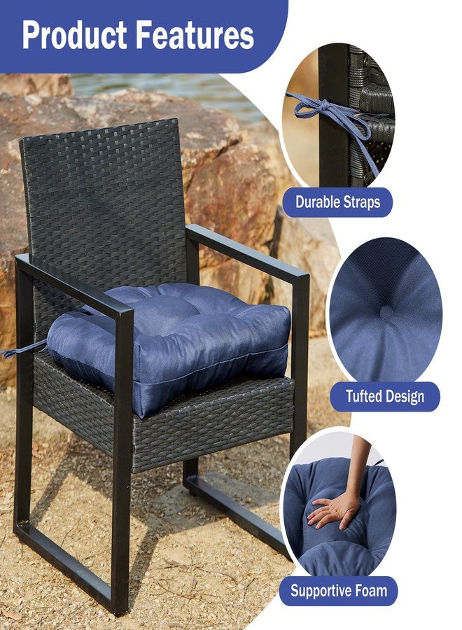 IPYNBAP Outdoor Chair Cushions Set of 2, Patio Furniture Cushions for Wicker Chair, 19x19 Tufted Outdoor Seat Cushions with Ties, Waterproof Patio Chair Cushions, Shredded Foam Outdoor Pads, Navy - Image 5