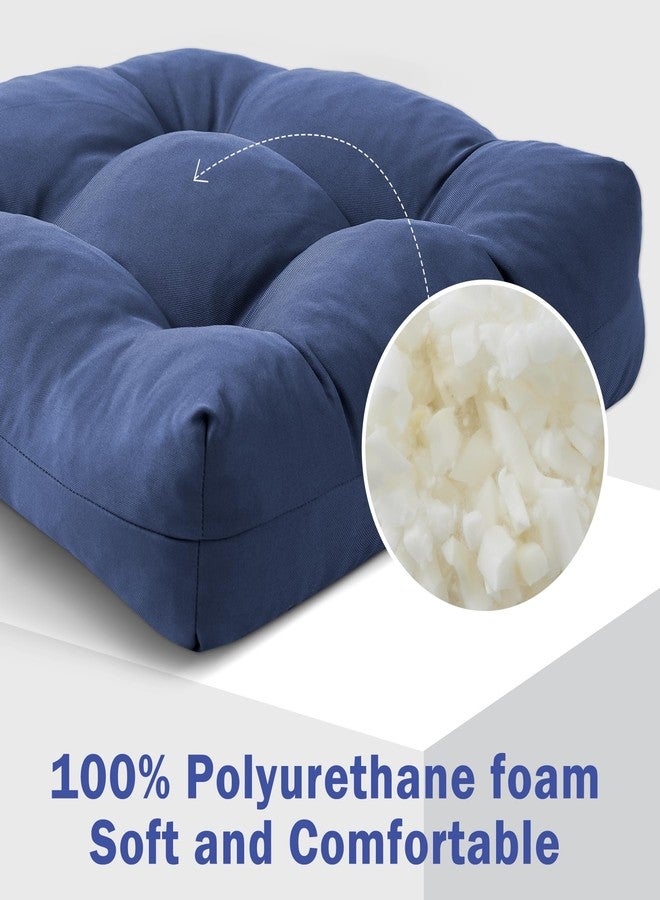 IPYNBAP Outdoor Chair Cushions Set of 2, Patio Furniture Cushions for Wicker Chair, 19x19 Tufted Outdoor Seat Cushions with Ties, Waterproof Patio Chair Cushions, Shredded Foam Outdoor Pads, Navy - Image 3