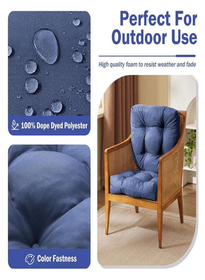 IPYNBAP Outdoor Chair Cushions Set of 2, Patio Furniture Cushions for Wicker Chair, 19x19 Tufted Outdoor Seat Cushions with Ties, Waterproof Patio Chair Cushions, Shredded Foam Outdoor Pads, Navy - Image 2