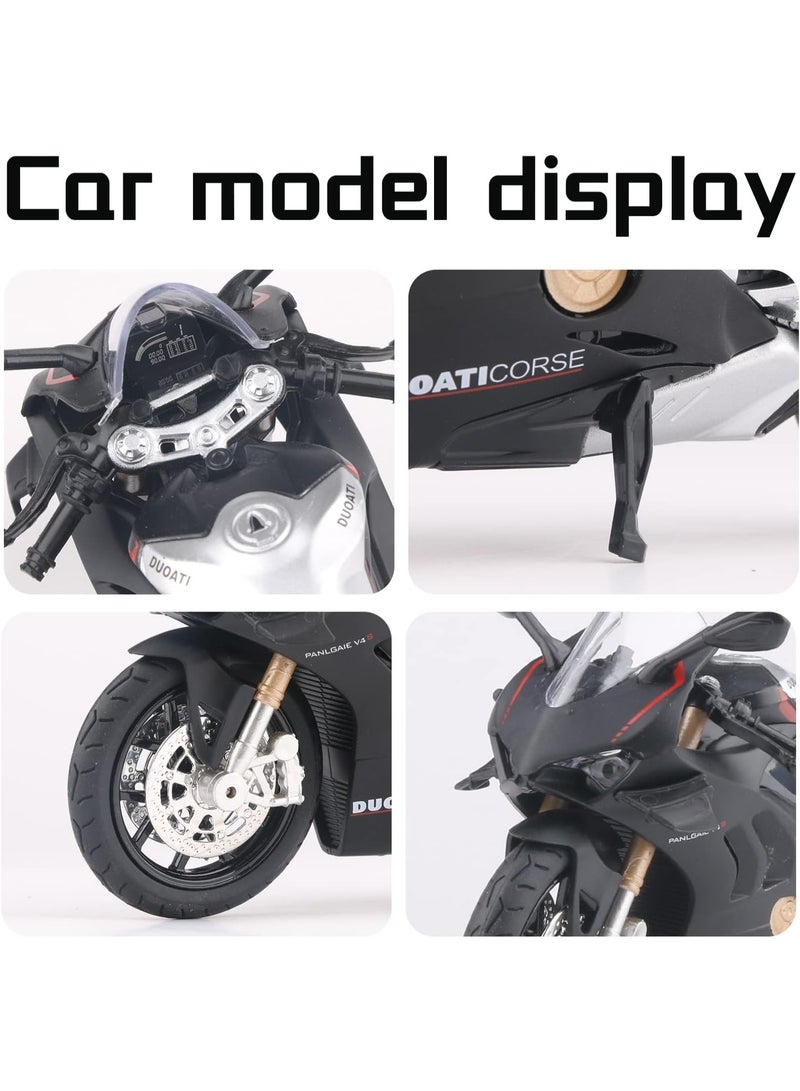 هالامودو 1:12 سباكة الدراجة النارية موديل، محاكاة سباكة الدراجة النارية نموذج مع الصوت والضوء، الخلفية وظيفة كول لعبة الدراجة النارية، مجموعة زينة الدراجة النارية لعبة، هدية مثالية للأطفال الأولاد الفتيات، لمجموعة وعرض، الأسود، 17.5*6.5*9 سم - Image 4