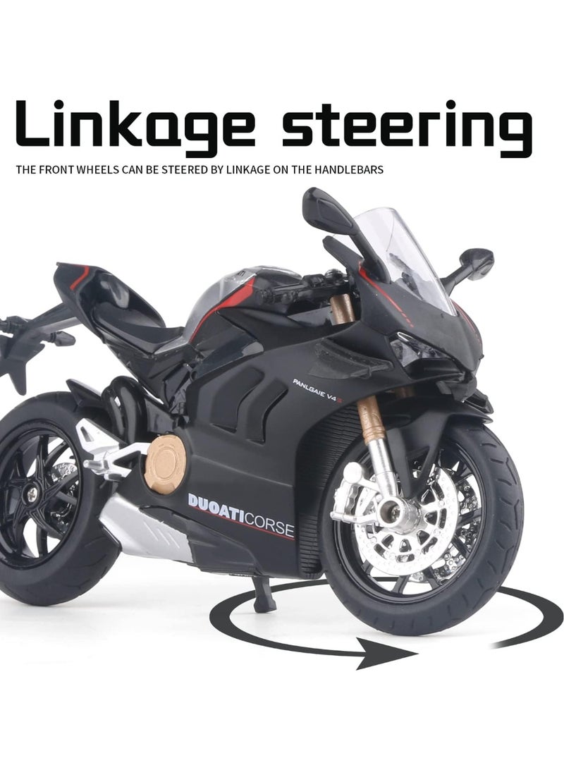 هالامودو 1:12 سباكة الدراجة النارية موديل، محاكاة سباكة الدراجة النارية نموذج مع الصوت والضوء، الخلفية وظيفة كول لعبة الدراجة النارية، مجموعة زينة الدراجة النارية لعبة، هدية مثالية للأطفال الأولاد الفتيات، لمجموعة وعرض، الأسود، 17.5*6.5*9 سم - Image 3