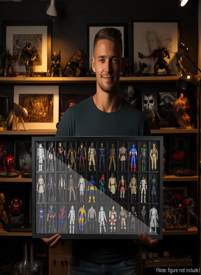 DisplayMore Wooden Display Case for Action Figures, Wall Mounted Collectors Showcase,Fit for Star Wars / GI Joe / Marvel Action Figure Toy (Fit for 3.75 inch Action Figure(36 Compartments)) - Image 5