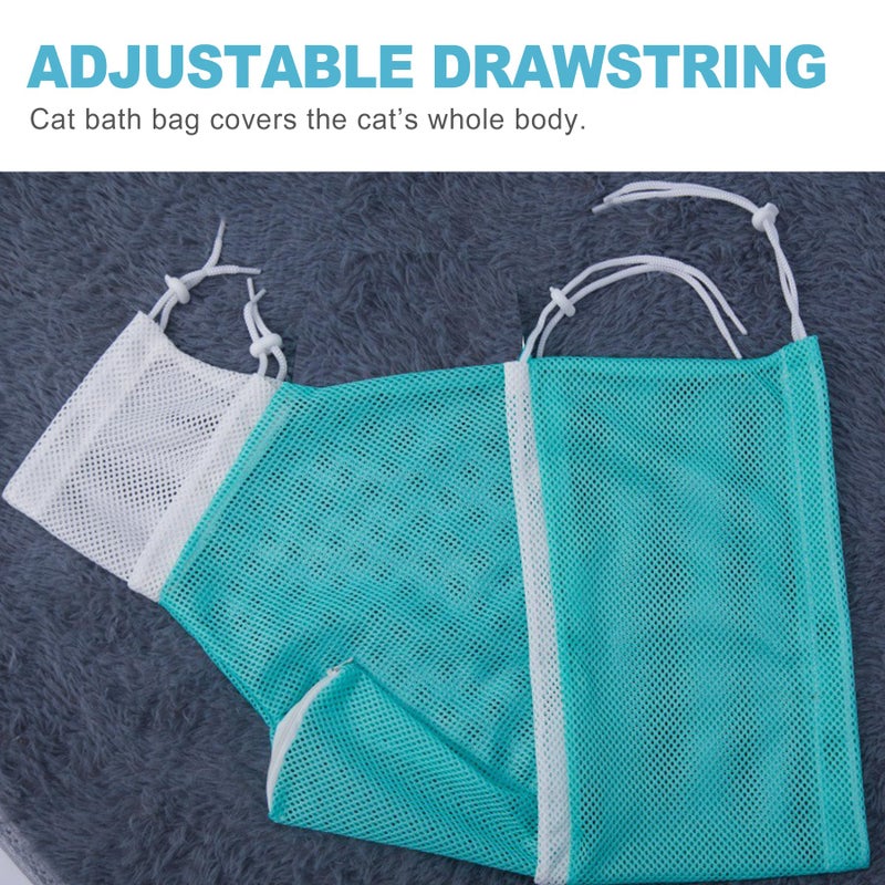 CoguZed 1-Piece Adjustable Anti-Scratch Mesh Cat Bathing Bag â€“ Air-Ventilated Comfortable & Secure Design for Bathing, Grooming & Nail Trimming (Soft Mesh Padding, Non-Slip Base) - Image 4