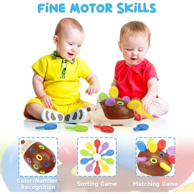 PLUG-IN GAME FROM 1 YEAR, HEDGEHOG MONTESSORI TOY BABY FROM 1-3 YEARS, MOTOR SKILLS TOY TRAINS HAND-EYE COORDINATION TODDLER LEARNING TOY CHILDREN'S TOY GIFT 1 YEAR BOY GIRL - Image 2