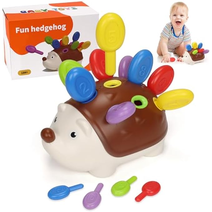 PLUG-IN GAME FROM 1 YEAR, HEDGEHOG MONTESSORI TOY BABY FROM 1-3 YEARS, MOTOR SKILLS TOY TRAINS HAND-EYE COORDINATION TODDLER LEARNING TOY CHILDREN'S TOY GIFT 1 YEAR BOY GIRL - Image 1