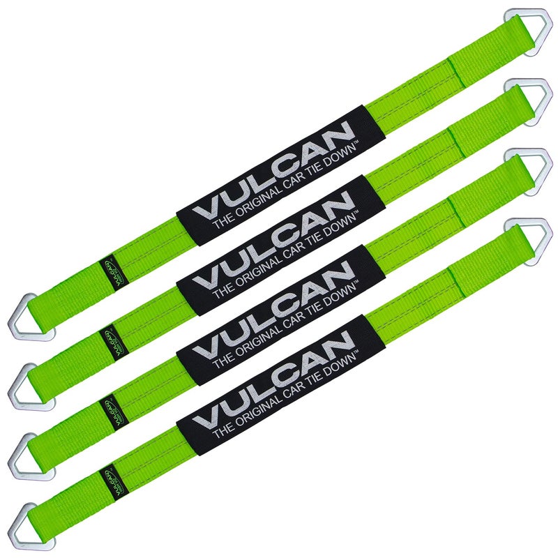 VULCAN Car Tie Down Axle Strap with Wear Pad - 2 Inch x 36 Inch - 4 Pack - High-Viz - 3,300 Pound Safe Working Load - Image 1