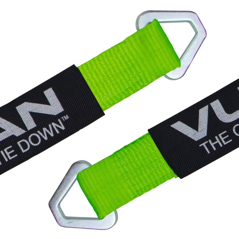 VULCAN Car Tie Down Axle Strap with Wear Pad - 2 Inch x 36 Inch - 4 Pack - High-Viz - 3,300 Pound Safe Working Load - Image 5