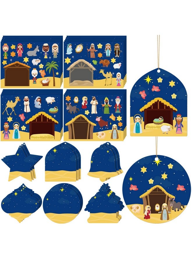 Yinder Set Of 18 Make A Nativity Scene Sticker Funny Christmas Crafts For Kids Jesus Stickers Nativity Scene Religious Stickers Build Your Own Christmas Crafts For Christmas Party Classroom Activity Favors - Image 1