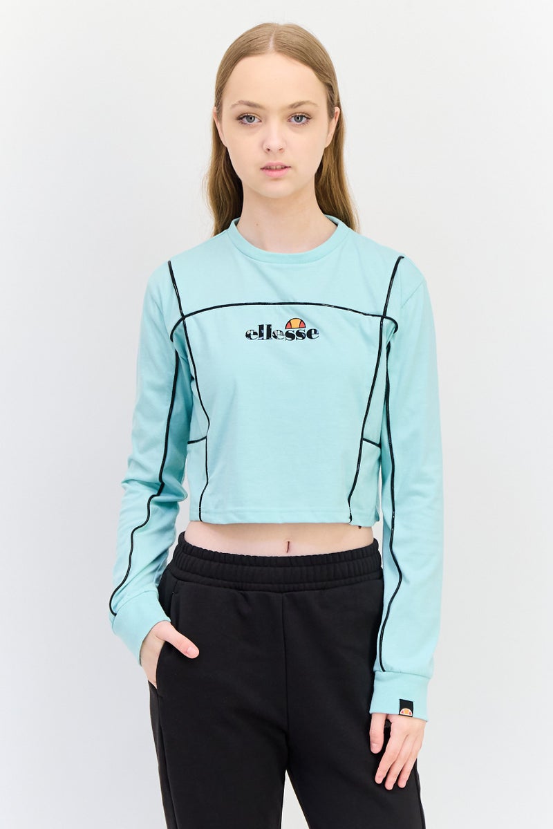 Ellesse Women Sportswear Fit Long Sleeve Outdoor Crop T-Shirt, Turquoise - Image 1