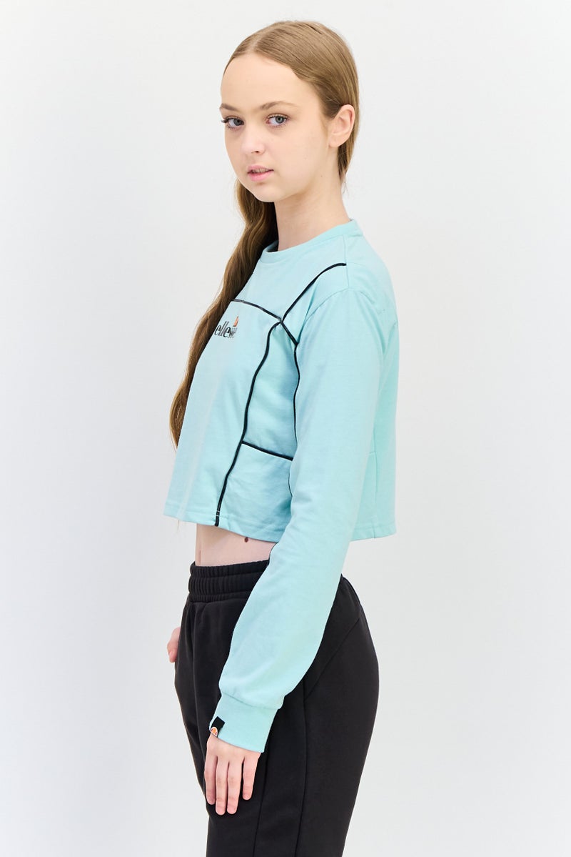 Ellesse Women Sportswear Fit Long Sleeve Outdoor Crop T-Shirt, Turquoise - Image 4