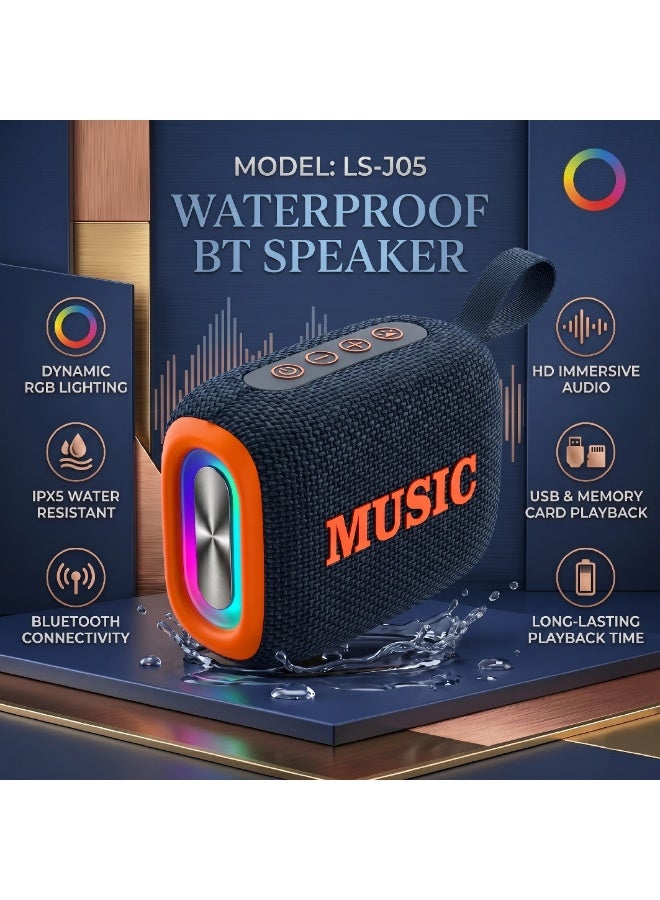 موتوك مكبر صوت بلوتوث محمول LS-J05 - مكبر صوت مقاوم للماء بمعيار IPX5 مع أضواء RGB، صوت جهير عميق عالي الدقة، بلوتوث 5.3، اقتران TWS، تشغيل TF/USB، للحفلات، الألعاب، حفلات الشواء، الاستخدام الخارجي (أزرق مخضر داكن) - Image 2