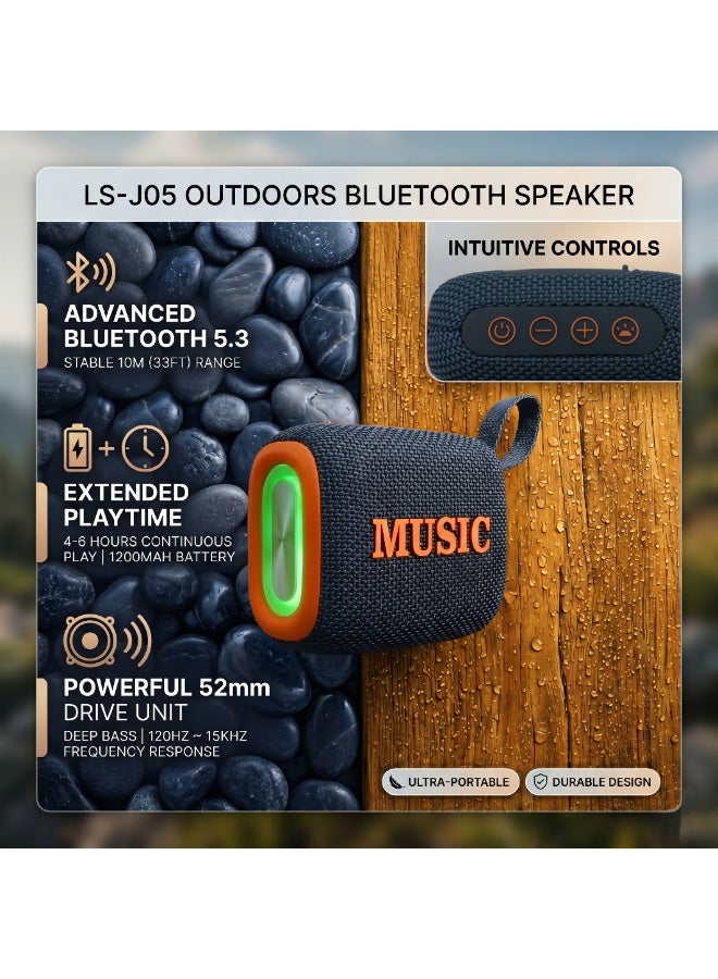 موتوك مكبر صوت بلوتوث محمول LS-J05 - مكبر صوت مقاوم للماء بمعيار IPX5 مع أضواء RGB، صوت جهير عميق عالي الدقة، بلوتوث 5.3، اقتران TWS، تشغيل TF/USB، للحفلات، الألعاب، حفلات الشواء، الاستخدام الخارجي (أزرق مخضر داكن) - Image 5
