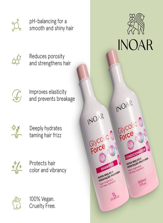 INOAR Glycolic Force Shampoo & Conditioner Bundle with Glycolic Acid for Deep Cleansing, Intense Hydration & Renewed Shine, 33.8 & 27 Fl Oz - Image 3
