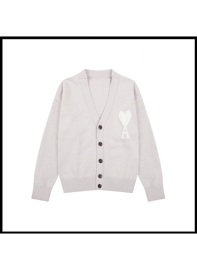 Generic - Trendy Brand Love Knit Cardigan Oversized V-Neck Sweater Purple gray [a8129] - Image 1