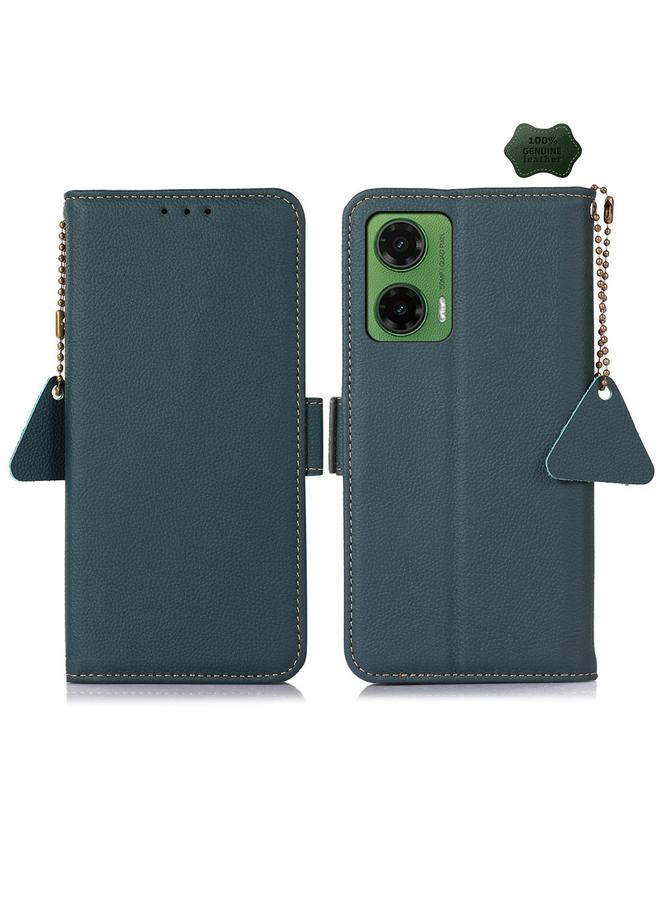 اس-توب جراب لهاتف Motorola Moto G35 من الجلد الطبيعي TJ مغناطيسي جانبي بتقنية RFID - Image 1