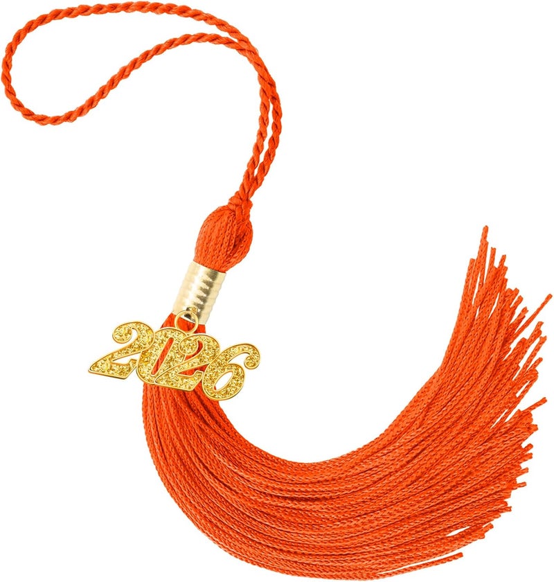 RHOttbiy 2026 Graduation Tassel, 2026 Tassel Graduation, 2026 Tassels for Graduations Cap with 2026 Year Gold Charms for Graduate Cap, Orange Graduations Tassels for Class of 2026 Grad Ceremonies Accessories - Image 1