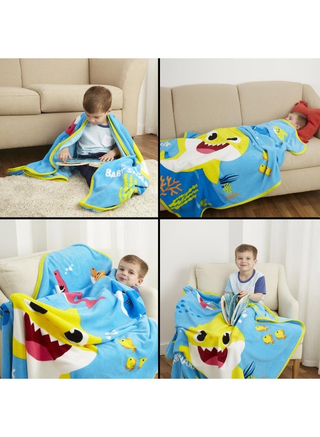 BABY SHARK Kids Bedding Super Soft Micro Raschel Throw, 46 in x 60 in, Baby Shark - Image 2