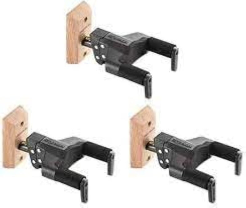 Hercules 3 Pack Bundle GSP38WBPLUS Locking Guitar Hanger Wall Mount W/ Wood Base - Image 1