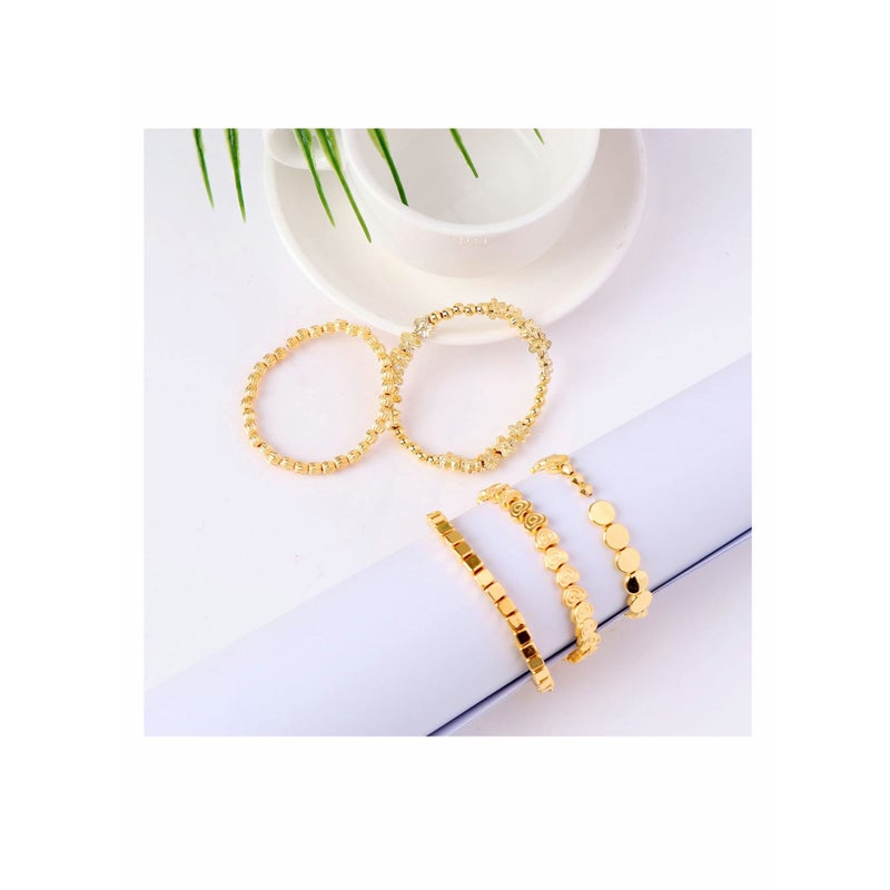 SOLARAE 1700 Pieces Spacer Beads Set Assorted DIY Loose Bead Round Ball Star Beads Rondelle Faceted Cube Square Spacer Column Beads 11 Styles Jewelry Charms Beads for DIY Crafts Jewelry Making (Gold) - Image 4