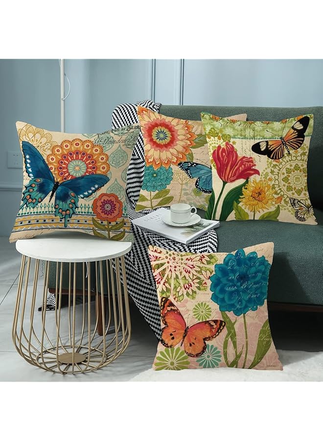 erorex Throw Pillow Covers 18X18 Inch Farmhouse Throw Pillow Covers Decorative Pillow Covers Square Pillowcase For Bed Sofa Chair Car Bedroom Home Farmhouse Decor Set Of 4 - Image 3