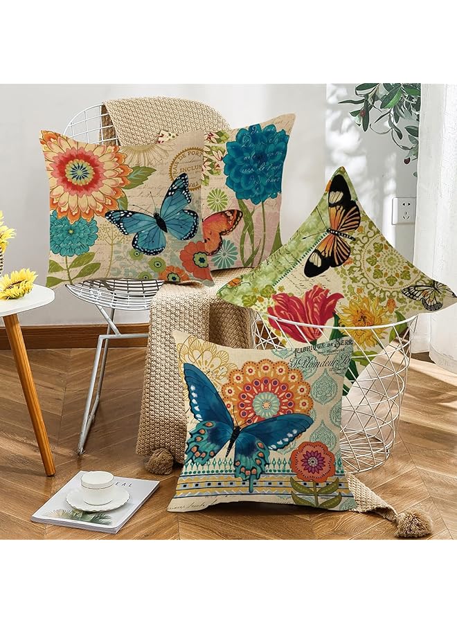 erorex Throw Pillow Covers 18X18 Inch Farmhouse Throw Pillow Covers Decorative Pillow Covers Square Pillowcase For Bed Sofa Chair Car Bedroom Home Farmhouse Decor Set Of 4 - Image 2