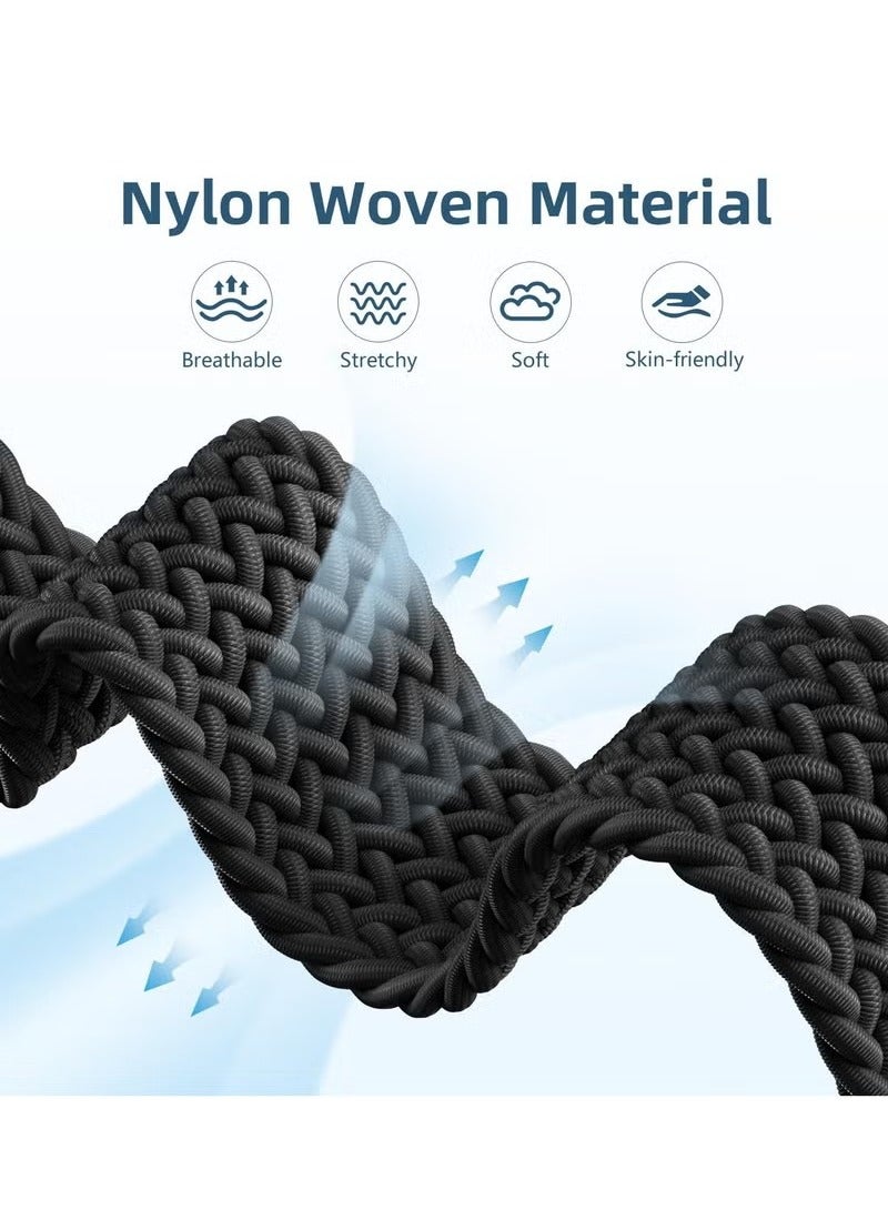 Compatible for Apple Watch Band 49mm 46mm 45mm 44mm 42mm Elastic Nylon Braided Secure & Comfortable Stretchy Strap for Women Men,Parachute Buckle Bands for iWatch Ultra 2/1 Series 10 9 8 7 6 5 4 3 SE Black - Image 3