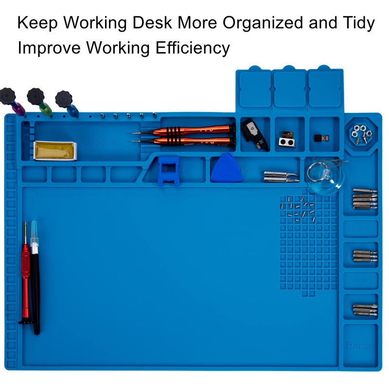 HPFIX Premium Heat Resistant 932Â°F Blue Magnetic Repair Work Mat Large Silicone Soldering Mat for Soldering, Electronics, Computer Cellphone Repair, BGA Soldering Gun Iron Workbench Protection - Image 2