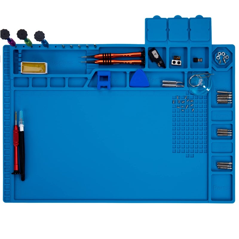 HPFIX Premium Heat Resistant 932Â°F Blue Magnetic Repair Work Mat Large Silicone Soldering Mat for Soldering, Electronics, Computer Cellphone Repair, BGA Soldering Gun Iron Workbench Protection - Image 1