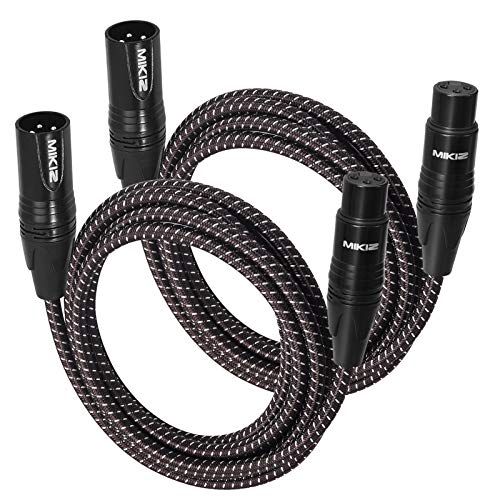 MIKIZ 3ft XLR Cables Braided 2 Pack - Premium Short Anti-tangling XLR Patch Cables for Microphone DJ - Image 1