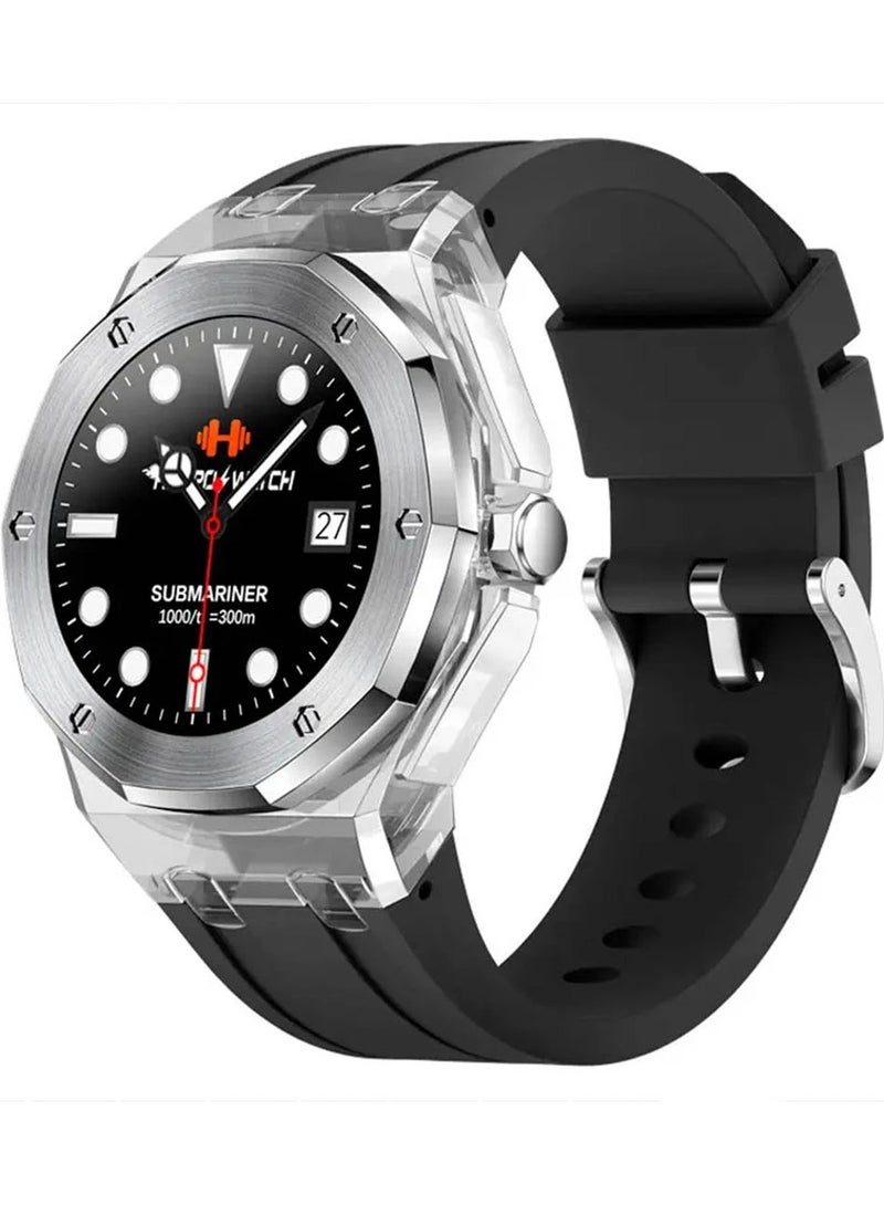 هوكو ساعة ذكية HOCO Y13 مقاس 1.09 بوصة بلوتوث 5.0 هيكل من الستانلس ستيل مع حافظة كريستال للرجال تدعم مراقبة النوم الرياضية لون أسود - Image 1