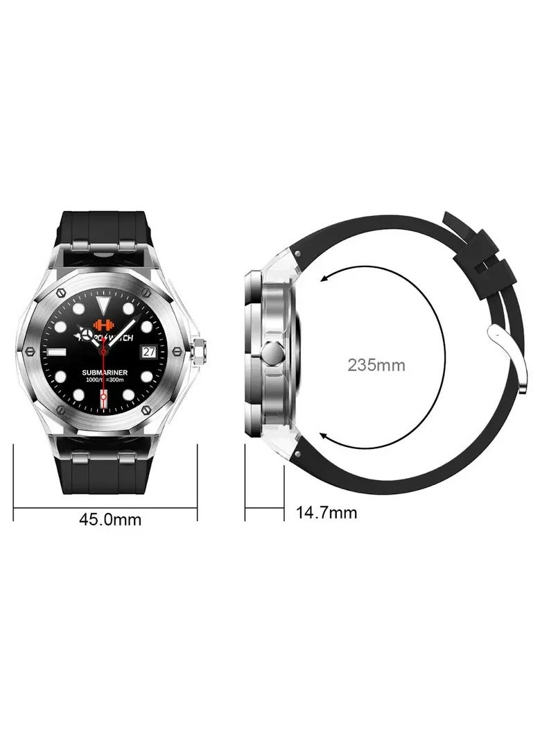 هوكو ساعة ذكية HOCO Y13 مقاس 1.09 بوصة بلوتوث 5.0 هيكل من الستانلس ستيل مع حافظة كريستال للرجال تدعم مراقبة النوم الرياضية لون أسود - Image 5