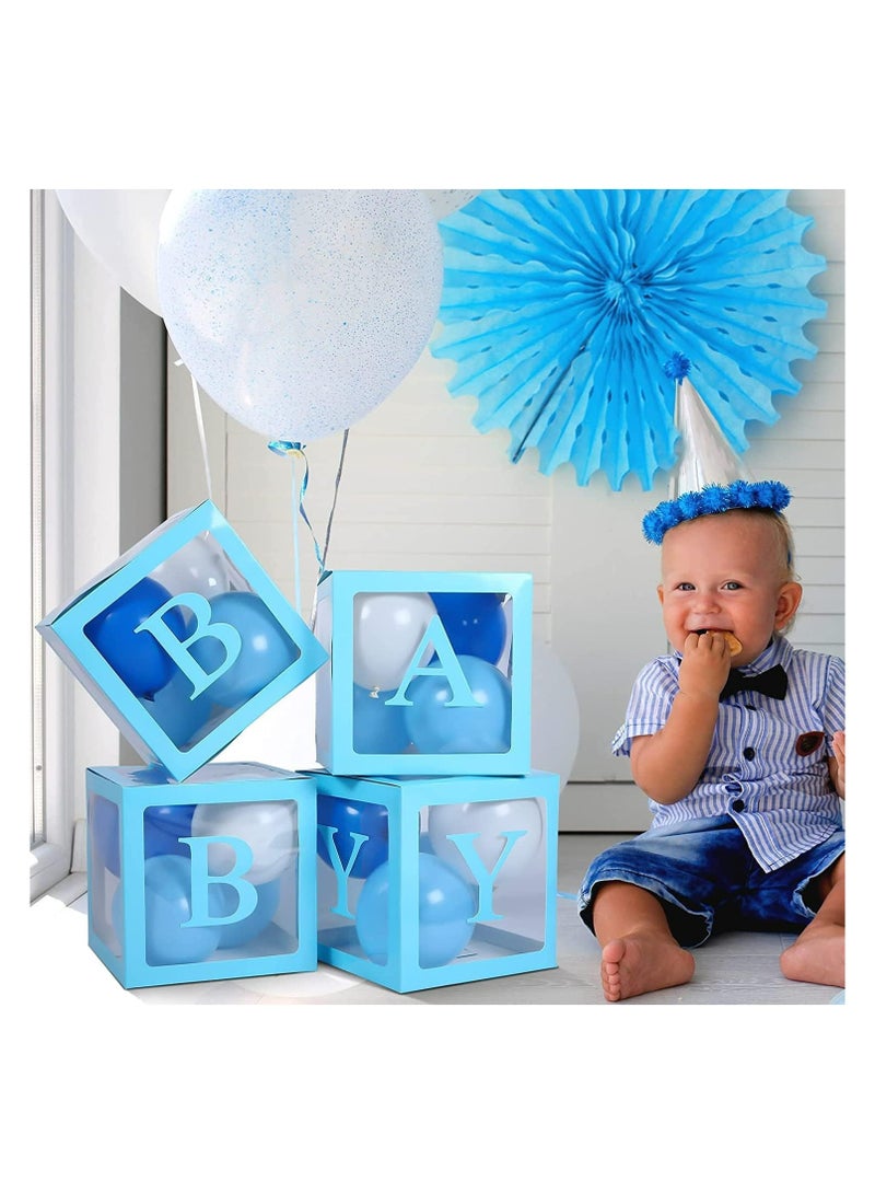 Beauenty Baby Box Decoration with 20 Balloons and 4 Pcs BlueTransparent Balloons Letters Décor, Baby Shower Boxes, baby Birthday Party, Baby  Decorations (Blue Box with Balloons) - Image 2