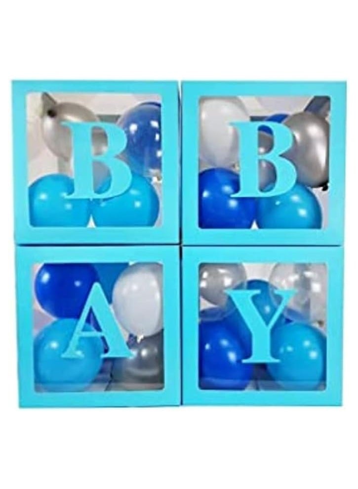 Beauenty Baby Box Decoration with 20 Balloons and 4 Pcs BlueTransparent Balloons Letters Décor, Baby Shower Boxes, baby Birthday Party, Baby  Decorations (Blue Box with Balloons) - Image 1
