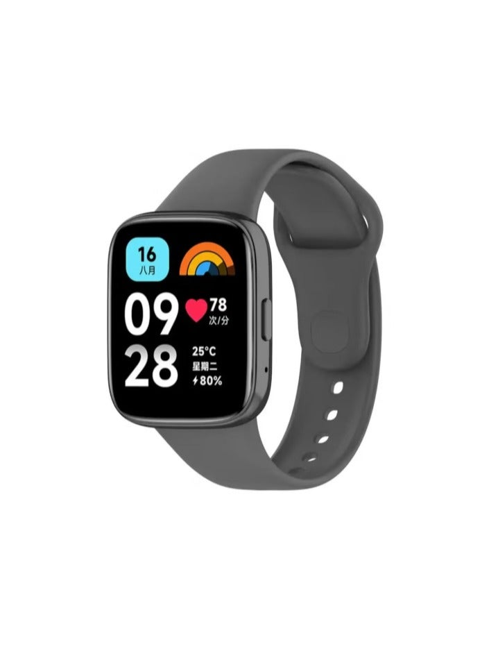 Xiaomi Redmi Watch 3 Active Soft Silicone Replacement Strap With Amazing Design - Dark Grey - Image 1